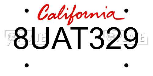 8UAT329 California License Plate