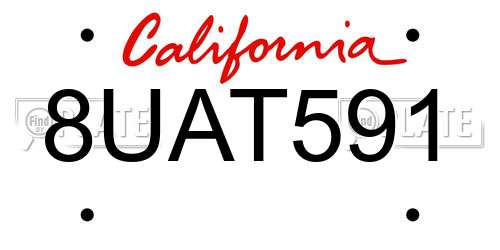 8UAT591 California License Plate