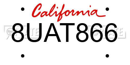 8UAT866 California License Plate