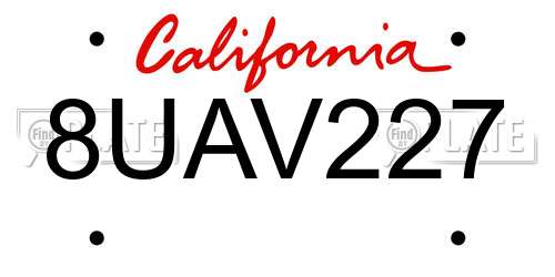 8UAV227 California License Plate