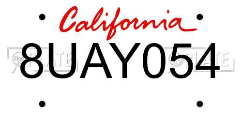 8UAY054 California License Plate