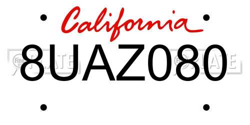 8UAZ080 California License Plate