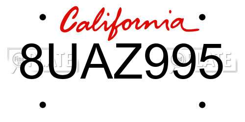 8UAZ995 California License Plate