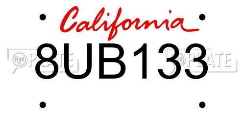8UB133 California License Plate