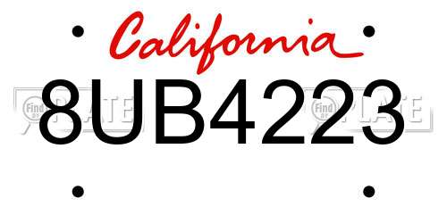 8UB4223 California License Plate