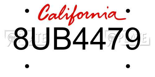 8UB4479 California License Plate