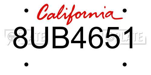 8UB4651 California License Plate