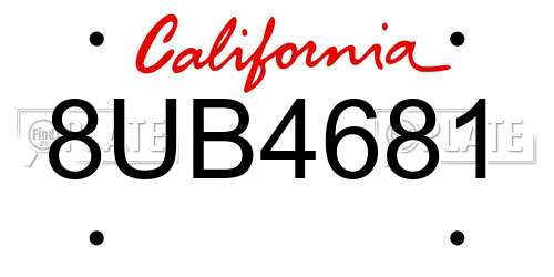 8UB4681 California License Plate
