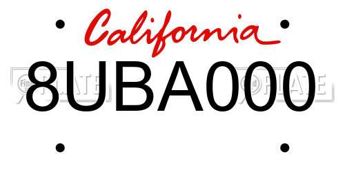 8UBA000 California License Plate