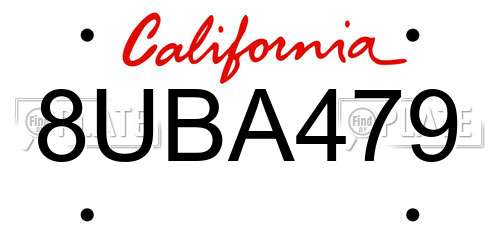 8UBA479 California License Plate