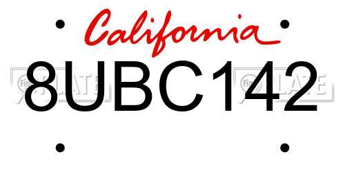 8UBC142 California License Plate
