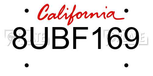 8UBF169 California License Plate