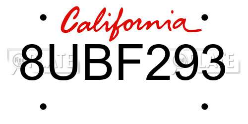 8UBF293 California License Plate