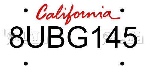 8UBG145 California License Plate