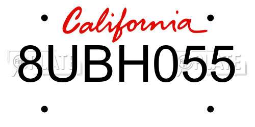 8UBH055 California License Plate