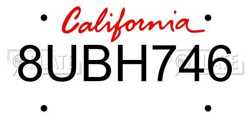 8UBH746 California License Plate