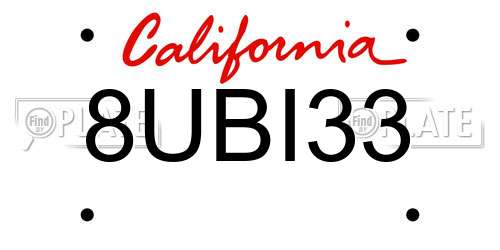 8UBI33 California License Plate
