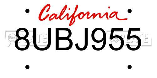 8UBJ955 California License Plate