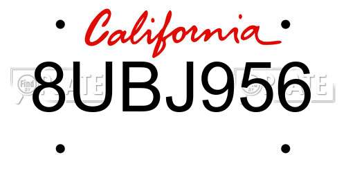8UBJ956 California License Plate