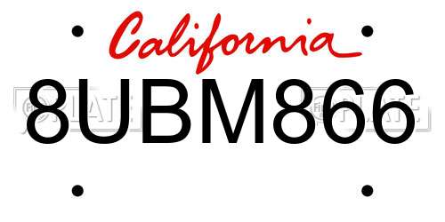 8UBM866 California License Plate
