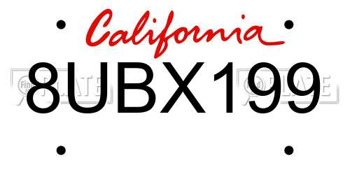 8UBX199 California License Plate