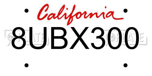 8UBX300 California License Plate