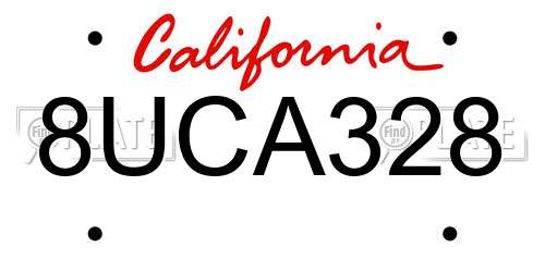 8UCA328 California License Plate