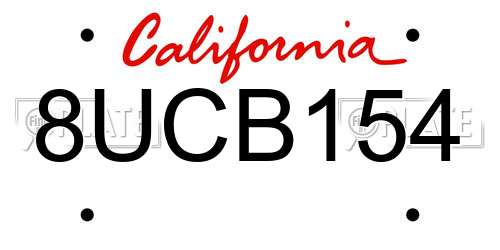 8UCB154 California License Plate