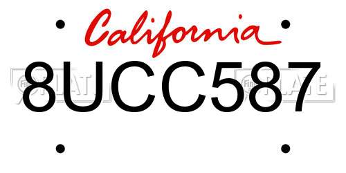 8UCC587 California License Plate
