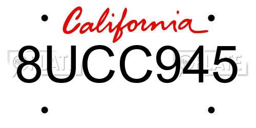 8UCC945 California License Plate
