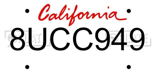8UCC949 California License Plate