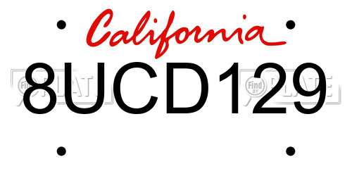 8UCD129 California License Plate