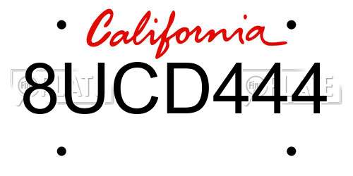 8UCD444 California License Plate