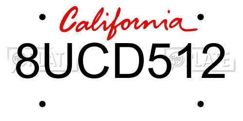 8UCD512 California License Plate