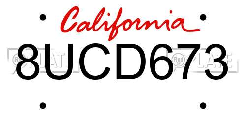 8UCD673 California License Plate