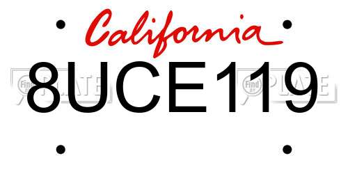 8UCE119 California License Plate