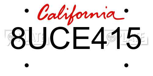 8UCE415 California License Plate