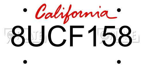 8UCF158 California License Plate