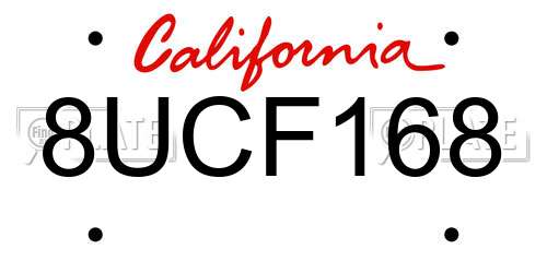 8UCF168 California License Plate