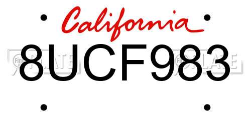8UCF983 California License Plate