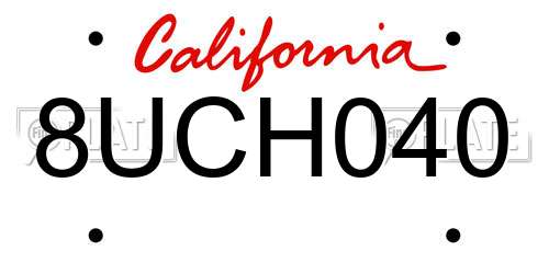 8UCH040 California License Plate