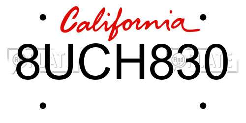 8UCH830 California License Plate
