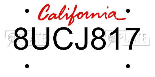 8UCJ817 California License Plate
