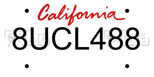 8UCL488 California License Plate