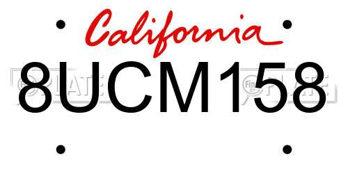 8UCM158 California License Plate