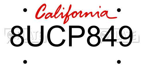 8UCP849 California License Plate