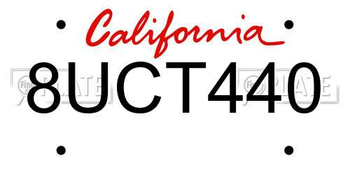 8UCT440 California License Plate