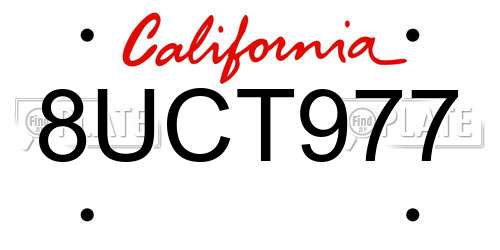8UCT977 California License Plate