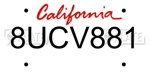 8UCV881 California License Plate