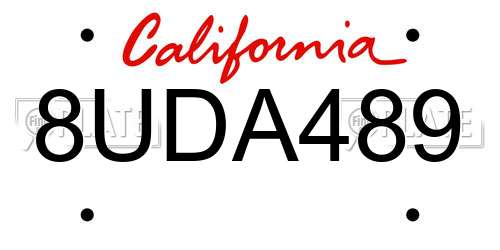 8UDA489 California License Plate